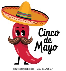 Happy pepper with hat isolated vector illustration on white background