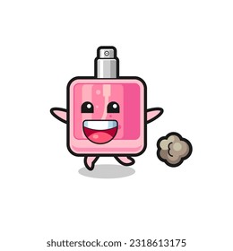 the happy perfume cartoon with running pose , cute style design for t shirt, sticker, logo element