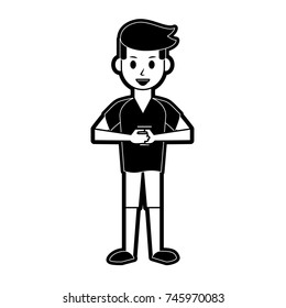 happy person with coffee cup icon image