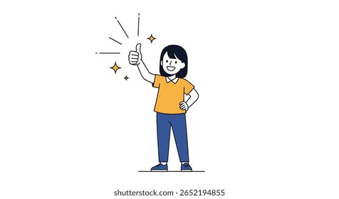 Happy Person Giving a Thumbs Up Gesture of Approval and Success