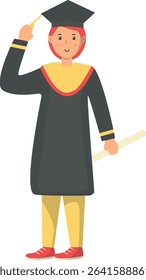 Happy Person Graduation at University with Cartoon Design Concept. Vector Illustration