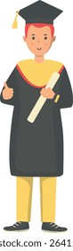 Happy Person Graduation at University with Cartoon Design Concept. Vector Illustration