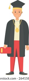 Happy Person Graduation at University with Cartoon Design Concept. Vector Illustration