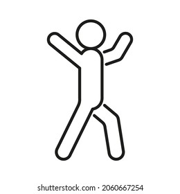 Happy person icon, figure strong sign. Vector people, line silhouette human
