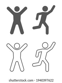 Happy person icon with hands up isolate on white background. 