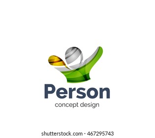Happy person logo business branding icon, created with color overlapping elements. Glossy abstract geometric style, single logotype