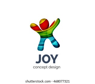 Happy person logo business branding icon, created with color overlapping elements. Glossy abstract geometric style, single logotype