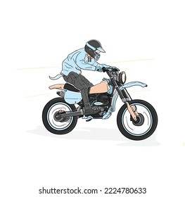 Happy person riding motocross modern vector illustration
