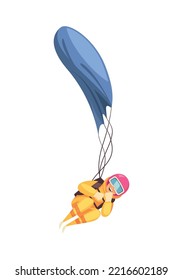 Happy Person Skydiving With Parachute Flat Vector Illustration