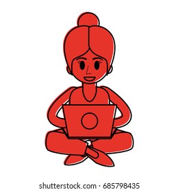 happy person using laptop icon image 