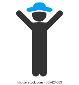 Happy Person vector icon. Style is bicolor flat symbol, blue and gray colors, rounded angles, white background.