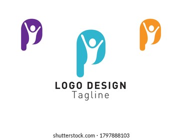 Happy person vector logo design 