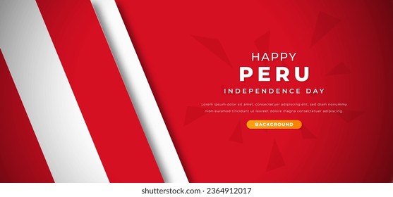 Happy Peru Independence Day Design Papier Schneiden Sie Formen Hintergrund Illustration für Poster, Banner, Werbung, Grußkarte