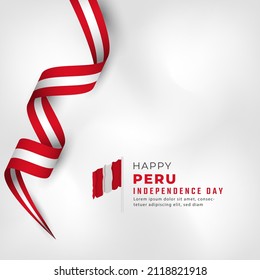 Feliz Día de la Independencia de Perú 28 de Julio Ilustración de Diseño de Vectores de Celebración. Plantilla para cartel, cartel, publicidad, tarjeta de felicitación o elemento de diseño de impresión