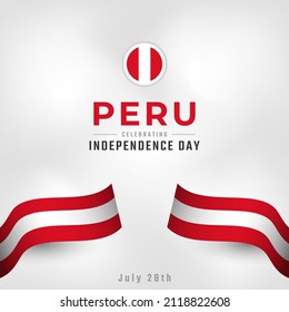 Happy Peru Independence Day July 28th Celebration Vector Design Illustration. Template for Poster, Banner, Advertising, Greeting Card or Print Design Element