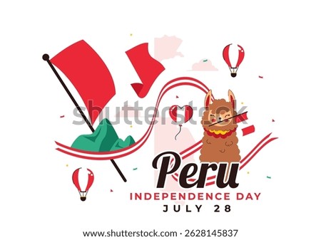 Happy Peru Independence Day Vector Illustration on july 28 Featuring a Waving National Flag and Decorative Ribbon in a Festive Background
