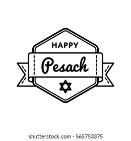 Happy Pesach emblem isolated vector illustration on white background. 11 april jewish traditional holiday event label, greeting card decoration graphic element
