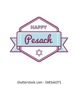 Happy Pesach emblem isolated vector illustration on white background. 11 april jewish traditional holiday event label, greeting card decoration graphic element