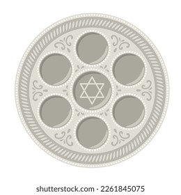 Happy Pesach Jewish Passover plate illustration. Holiday background with traditional symbols.