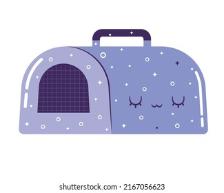 happy pet carrier over white