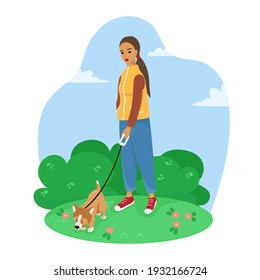 Happy pet owners, people and pets, cats, dogs, vector illustration in flat style.