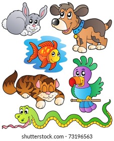 Happy pets collection 1 - vector illustration.