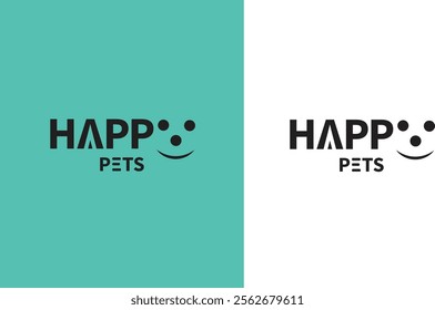 happy pets wordmark logo design