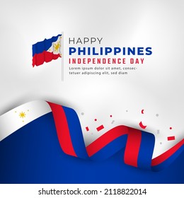 Happy Philippines Independence Day June 12th Celebration Vector Design Illustration. Template for Poster, Banner, Advertising, Greeting Card or Print Design Element