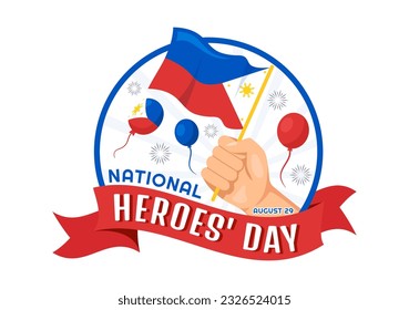 Happy Philippines National Heroes Day Vector Illustration with Waving Flag in Hero Celebration Flat Cartoon Hand Drawn Background Templates