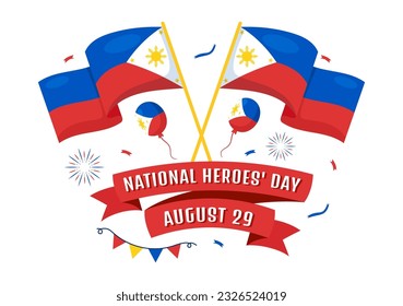 Happy Philippines National Heroes Day Vector Illustration with Waving Flag in Hero Celebration Flat Cartoon Hand Drawn Background Templates