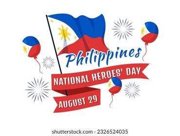 Happy Philippines National Heroes Day Vector Illustration with Waving Flag in Hero Celebration Flat Cartoon Hand Drawn Background Templates