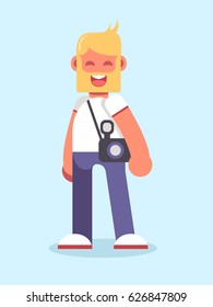 Happy photographer with camera 