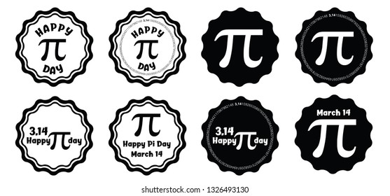 Happy PI day, 14 march, Pythagoras mathematical numbers series 3.14 3,14 symbol. Fun vector maths icon or sign banner Ratios letters formula structure. Archimedes constant irrational number, digits.