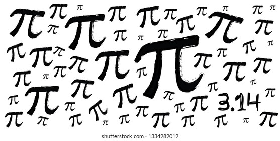 Happy PI day, 14 march, Pythagoras mathematical numbers series ( 3.14 3,14 3/14 ) symbol. Fun vector maths icon or sign banner Ratios letters formula structure. Archimedes constant irrational number