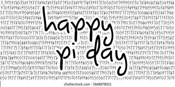 Happy PI day, 14 march, Pythagoras mathematical numbers series ( 3.14 3,14 ) symbol. Fun vector. Ratios letters formula structure. Digits number.