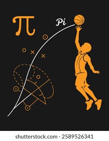 Happy pi day basketball lovers pi symbol math t-shirt design.