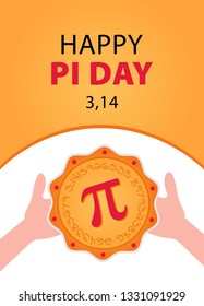 Happy Pi Day! Celebrate Pi Day. Baked Pie with Pi Symbol. March 14. 