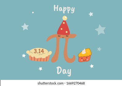 Happy Pi Day. Celebrate Pi Day. Constant number Pi and pie.Ratio of a circle’s circumference to its diameter. Mathematical constant. March 14th (3/14).Celebrate Pi Day on white background.