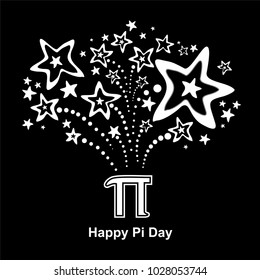 Happy Pi Day! Celebrate Pi Day. Mathematical constant. March 14th. Ratio of a circle’s circumference to its diameter. Constant number Pi. Vector illustration