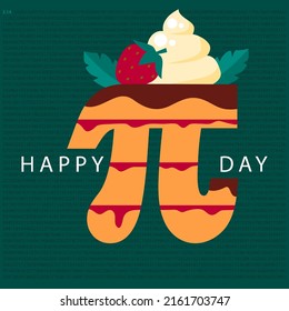 Happy Pi Day! Celebrate Pi Day. Mathematical constant. March 14th (314). Ratio of a circle’s circumference to its diameter. Constant number Pi cake	
