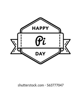 Happy Pi day emblem isolated vector illustration on white background. 14 march world mathematical holiday event label, greeting card decoration graphic element