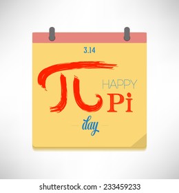 Happy Pi Day flat design vector illustration on calendar page.