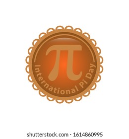 Happy Pi Day, March 14, to celebrate the mathematical constant Pi, 3.14, and to eat lots of fresh baked sweet pie, international holiday, blue rays background. EPS10 compatible.