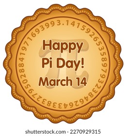 Alles Gute zum Pi-Tag! 14. März, um die mathematische konstante Pi zu feiern und eine Menge frisch gebackener süßer Kuchen zu essen, internationale Feiertage, weißer Hintergrund.