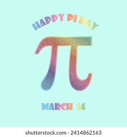 Happy Pi Day. March 14. Greeting card, craft design, Template, poster. 