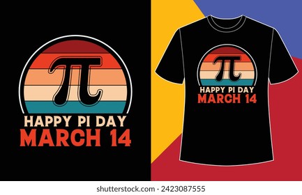 Plantilla de impresión de diseño de camisetas del 14 de marzo del día de pi feliz