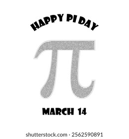 Happy Pi Day. March 14. Number Pi. Greeting card, craft design, Template, poster. Social media