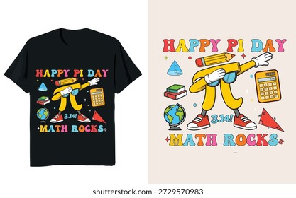 Happy Pi Day Math Rocks Typografie Cartoon Pi Charakter T-Shirt Design