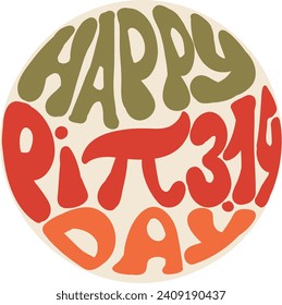 Happy pi day mathematics lettering 14 March vector illustration 