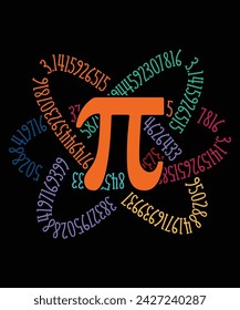 Happy pi day shirt print template. Typography t-shirt design for geographers. Math lover shirt 3.141592